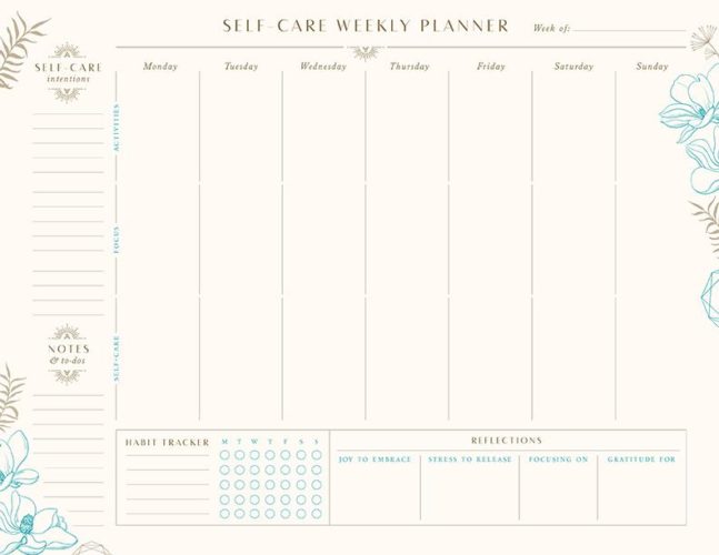 self-care weekly planner from isight edition